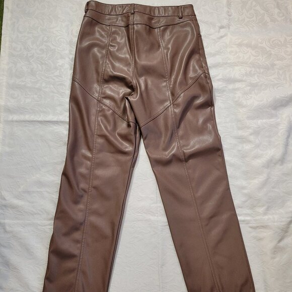 Dynamite Deep Taupe Gisele Faux Leather Utility Pants - Picture 5 of 7